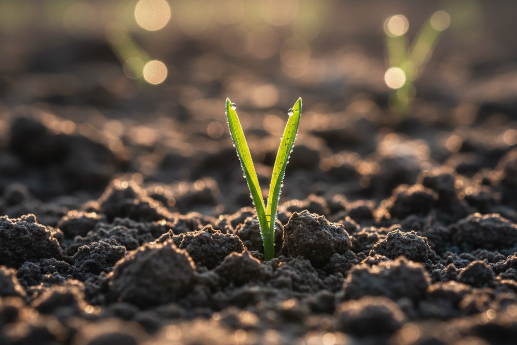 Step-by-step guide on how to start a lawn from seed, showing new grass growth.