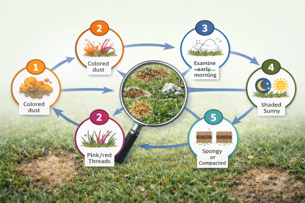 Lawn diseases identification decision flow chart for diagnosing common lawn problems