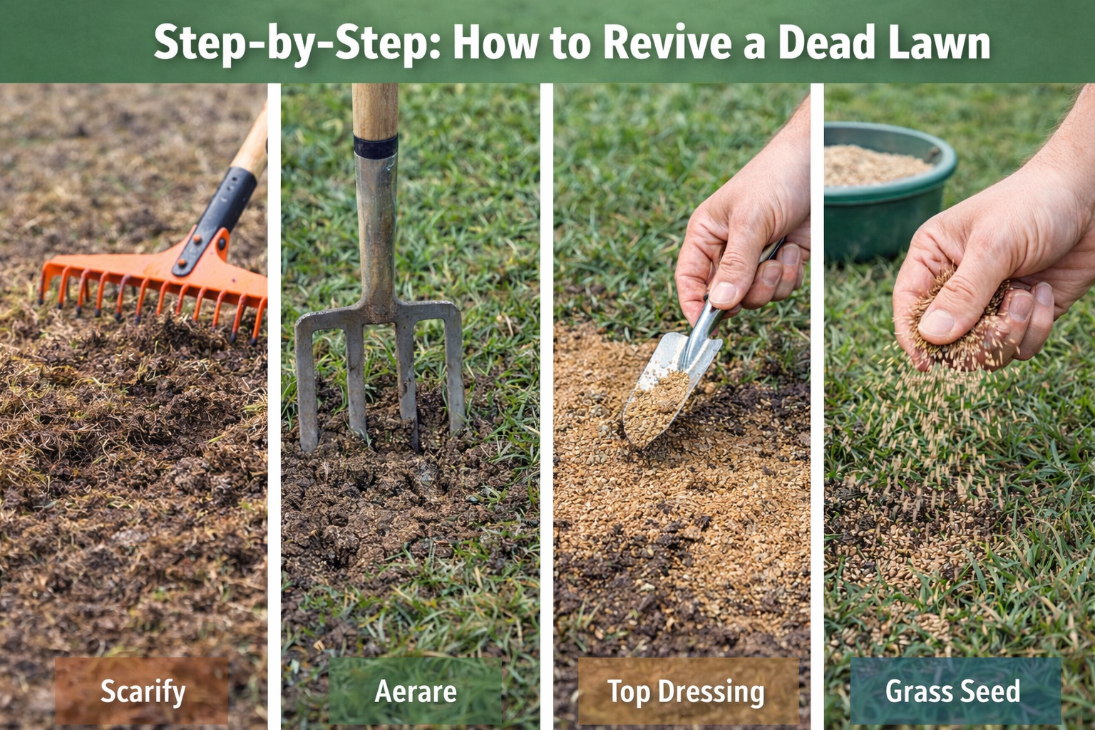 How to revive a dead lawn: scarify, aerate, top dress and overseed